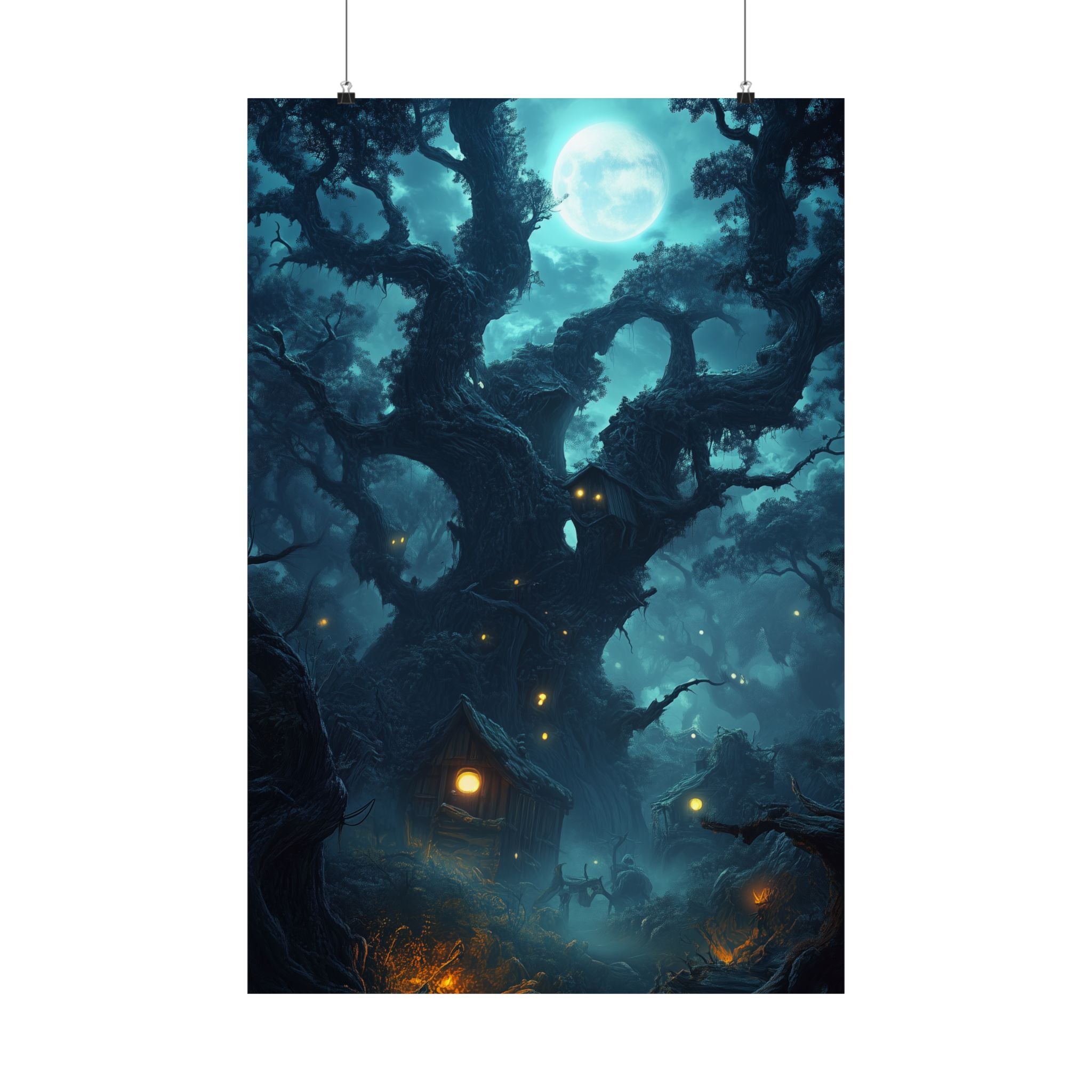 Moonlit Horror Haven - Premium Matte Poster | Classic Haunted Forest